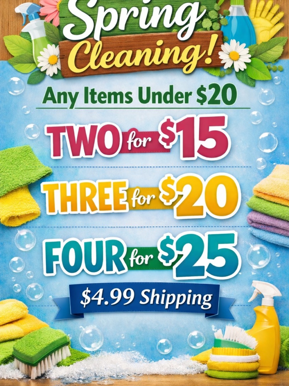 Spring Cleaning Sale Graphic - Bright Multi-Color Poster